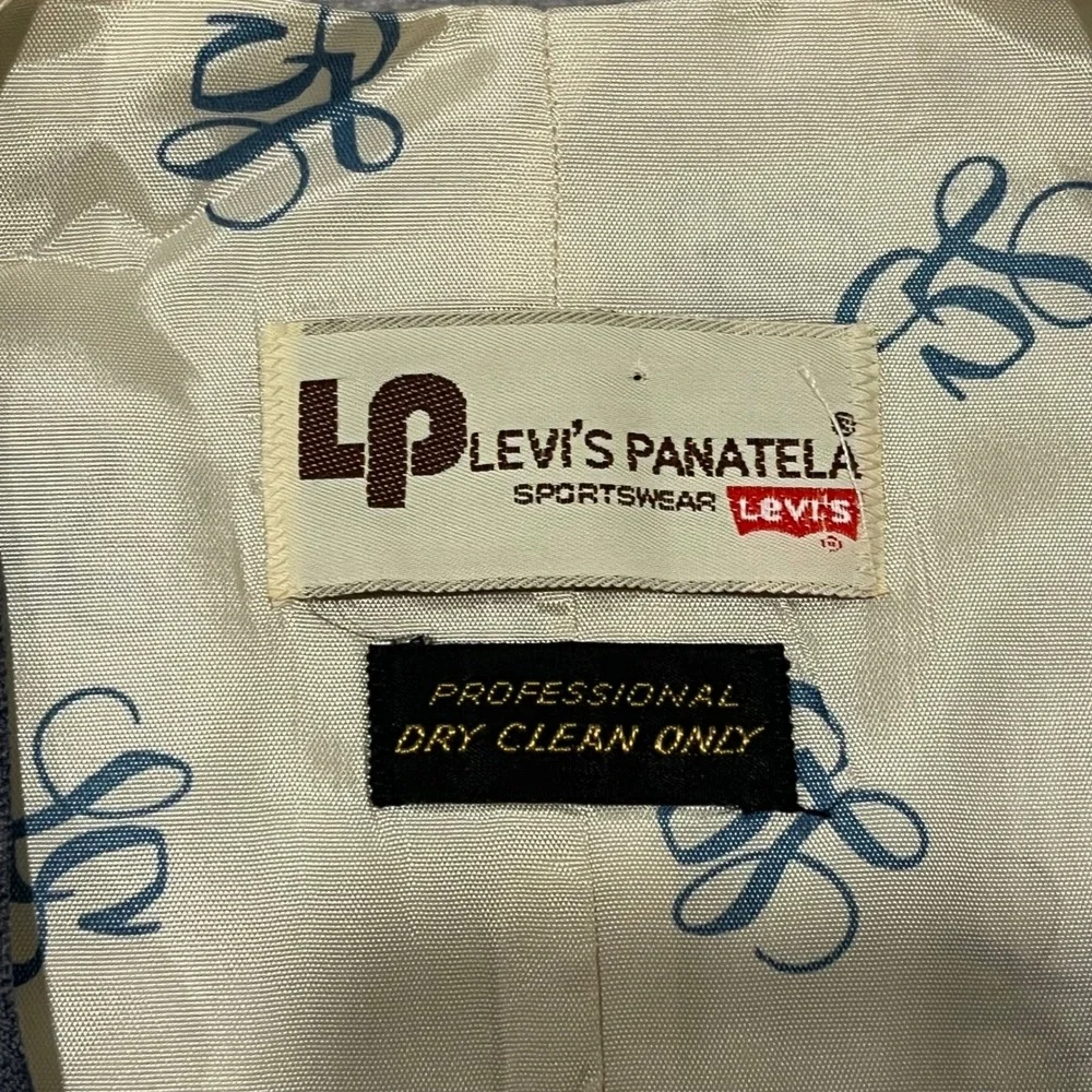 Vintage Levis Panatela Mens Vest Blue Gray Logo Back Cinch Waist Retro Large